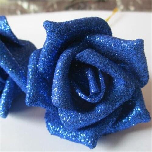 Real Touch PE Foam Artificial Glitter Flowers Rose Heads Christmas Party Wedding Home Decoration Flower DIY Kissing Ball