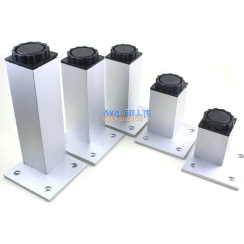 4 Pieces 180mm Adjustable Aluminum Square Furniture Cabinet Leg Cupboard Table Feet