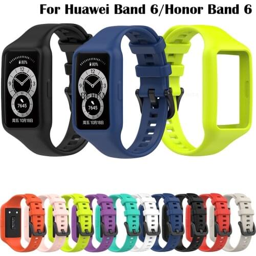 Watchband For Huawei Band 6 / Huawei Honor Band 6 SmartWatch Wristband Sport Silicone Replacement belt Strap Bracelet Band New