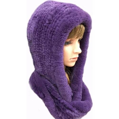 Luxury Women Real Rabbit Fur Bomber Hats with Neck Rings Winter Warm Caps Fashion Ear Protector Headgear LF5011