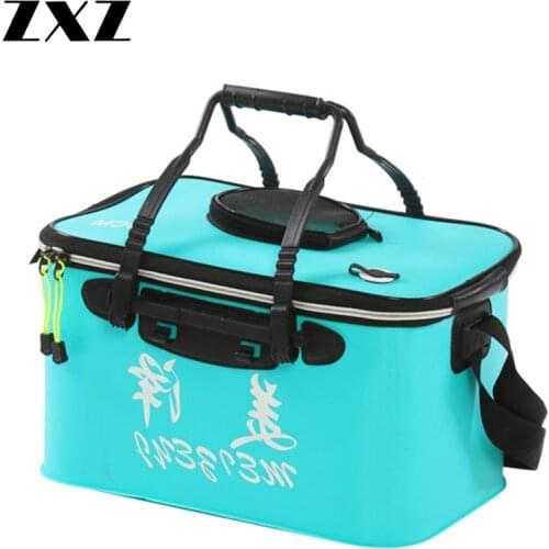 40/45/50CM Collapsible Folding Thicken EVA Live Fish Boxes Tank Bucket Oxygen Pump Outdoor Fishing Storage Tackle Tool 4 Colors