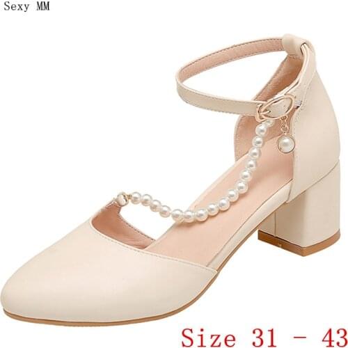 Pumps Women Oxfords Career D'Orsay Shoes Med High Heels Woman Med High Heel Shoes Small Plus Size 31 32 33 - 40 41 42 43