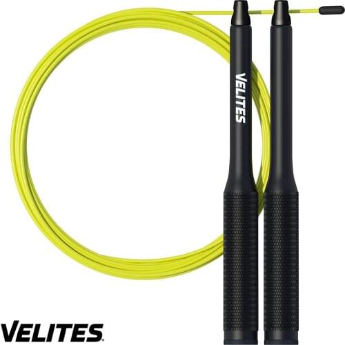 Velites twisted jump rope for Crossfit, boxing and Fitness Fire 2.0. Ideal for double jumps | Aluminum (black/yellow)