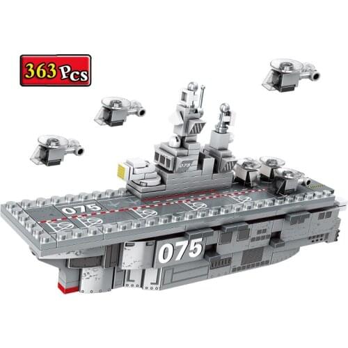 Military Series World War II Type 075 Amphibious Warship Sailor Soldier Model Building Blocks Bricks Toys Christmas Gifts