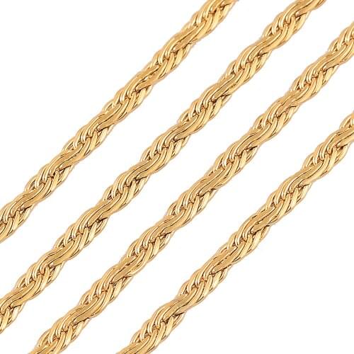 Width 2mm Women and Men Flat Chain Stainless Steel Necklace For Fashion High Quality Gold Color Chain Jewelry