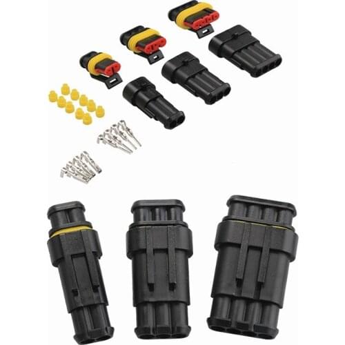 15Sets Waterproof Electrical Wire Connector 2/3/4Pins Way Motorcycle Car Auto Connectors Seal Plug Set