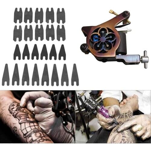 24Pcs Tattoo Machine Shader Liner Stencil Spring Shrapnel Coloring Lining Part Permanent Makeup Template Tattoo Accessory Supply