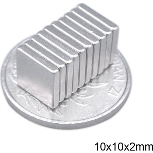 20/50/100/200/500pcs F 10x10x2 mm N35 Strong Square NdFeB Rare Earth Magnet 10*10*2 mm Neodymium Magnets 10mm x 10mm x 2mm