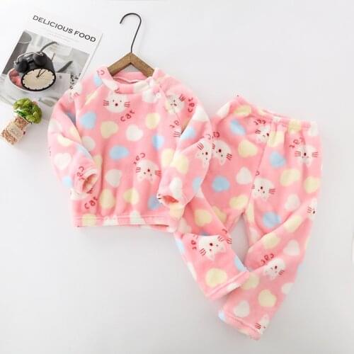 2020 New Winter Clothing Children Flannel Home Service Suit Thickening Boys And Girls Suit Baby Pajamas Christmas Two-Piece Suit