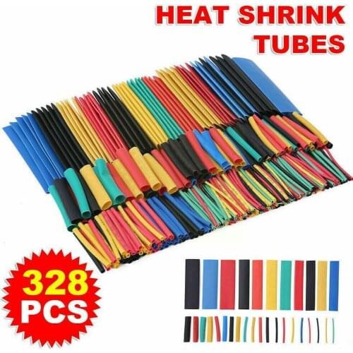 328PCS 2:1 Polyolefin Shrinking Assorted Heat Shrink Cable Insulated Wrap Tubing Sleeving Tube Wire Set