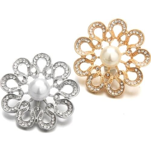 5pcs/lot New Gold Snap Jewelry Rhinestone Hollow Out Flower 18mm Snap Buttons Fit Snap Button Bracelet for Women Jewelry