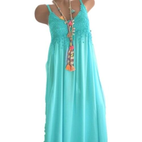 5XL Plus Size Summer Beach Spaghetti Strap Dress Loose Casual Solid Vintage Sundress Backless Tassels Ladies Vestido Party Dress