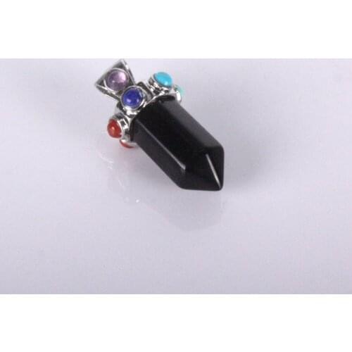 7 Chakra Stones Reiki Healing Point Pendulum Health Amulet Healing 7 Chakra Semi Precious Stone Charms Pendant Fit Necklace