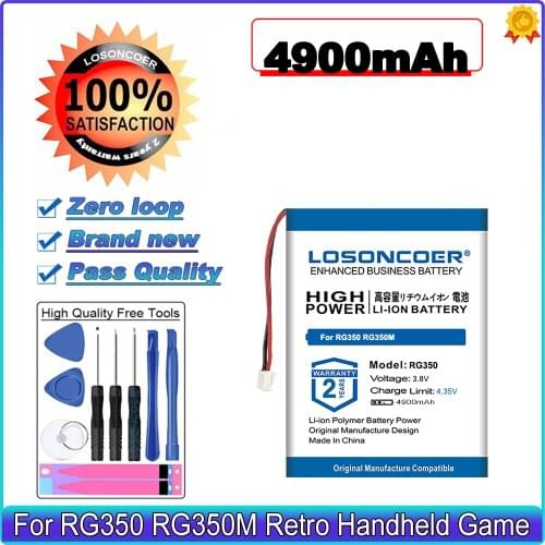 4900mAh High Capacity Battery For Gray RG350 Handheld Game Console RG350M Metal Shell Console Open Source System 3.5 Inch