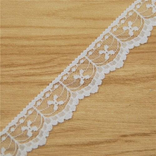 White Polyester Wedding Lace Fabric Trim Sewing Accessories Cloth Dress Decoration Ribbon diy Craft Supplies 25mm 400yards L0402