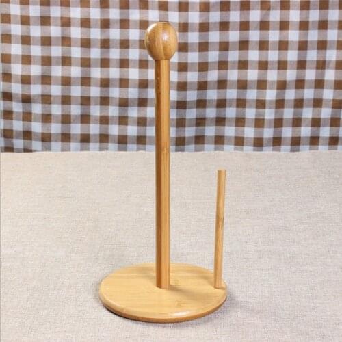 Toilet Paper Holder Bamboo Kitchen Bathroom Tissue Roll Towel Storage Stand, Anti Rust
