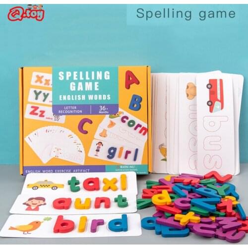Kids English Letter learning Card 26 Alphabets Flash Cards Cartoon Pictures Puzzles Games Preschool Gift Toy ABC Read Write