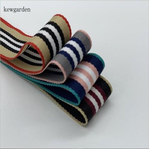 Kewgarden Wholesale Stripe Polyester Ribbons 25mm 38mm 1" 1.5" Handmade Tape DIY Bowknot Ribbon Riband Accessories 50 Yards