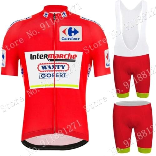 Team Wanty 2021 Red Cycling Jersey Set Mens Spain Tour Summer Bicycle Clothing Road Bike Shirts Suit Bicycle Bib Shorts MTB Ropa