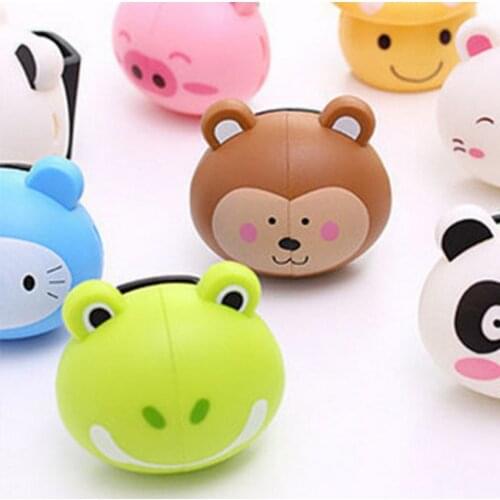 Creative Cute Lovely Cartoon Animal Head Toothbrush Holder With Wall Suction Cup Mount Rack Holder Wall Bathroom Tools Set