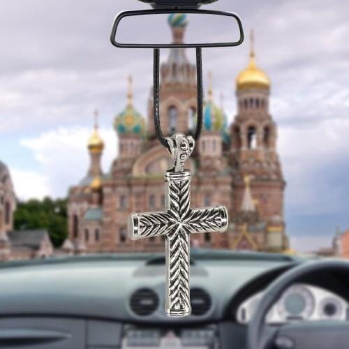 Metal Cross Jesus Christian Religious Car Rearview Mirror Ornaments Decoration Hanging Car Pendant Auto Car Accessories Gifts