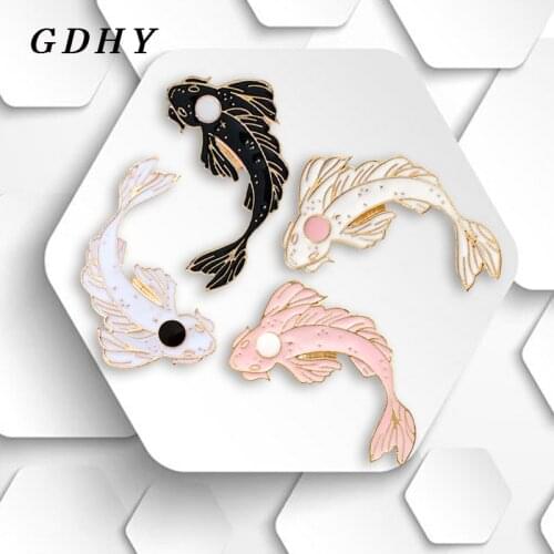 Cartoon Fish Brooch Pink White Fish Koi Goldfish Brooch Enamel Pins Animal Brooches Backpack Lapel Pin Badge Jewelry