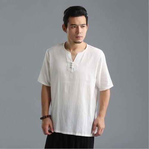 2020 new style mens V collar short sleeve casual Male T-Shirt plus size cotton linen Mens Shirts, M-6XL
