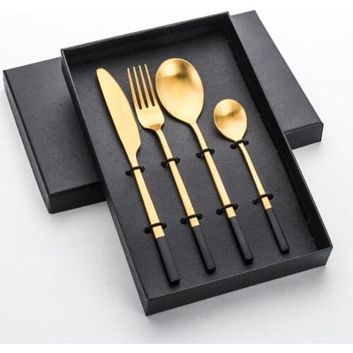 4Pcs/Set Cutlery Set Stainless Steel Dinnerware Tableware Cutter Fork Spoon Set for Hotel