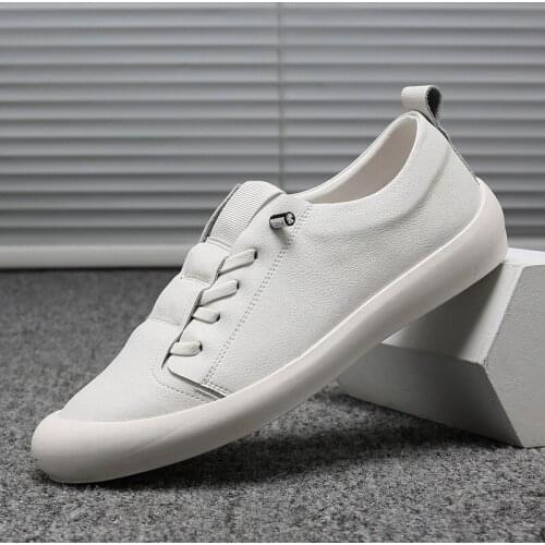 Newest Men Casual Genuine Leather White Shoes Super Soft Comfortable Daily Leather Men Sneakers