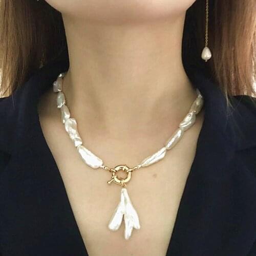 Boho Puka Natural cowrie Shell necklace women statement pearl baroque bijoux choker necklace Collier de coquillages jewelry 2019