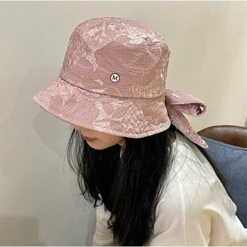 2021 Girl Sweet Bucket Hat Japanese Cap Women Sunscreen Bow Fisherman Hats All-match Travel Sunshade Breathable Sun Basin Hats