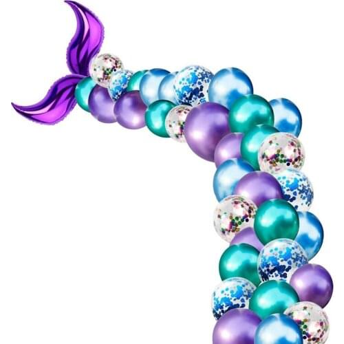 Practical 44PCS Mermaid Tail Balloon Arch Set Baby Shower Kids Happy Birthday Party Decor
