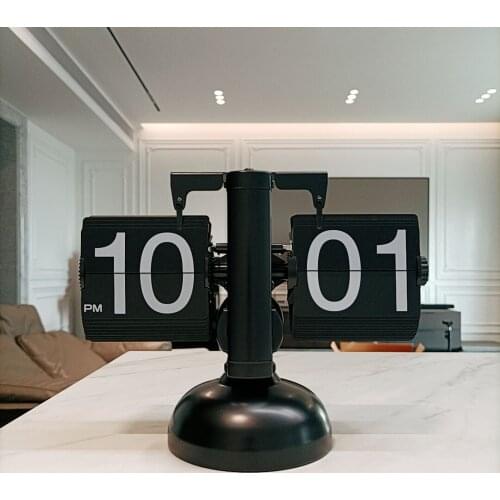 Flip Digital Clock Creative AutoPager Chrome Retro Living Room clock Simple Mechanical Gear Operated Quartz Clock Home Decor