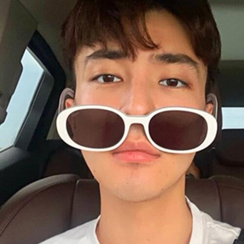 Fashion Style Oval Sunglasses Women Vintage Retro Round Frame White Mens Sun Glasses Female Black Hip Hop Clear Glasses UV400