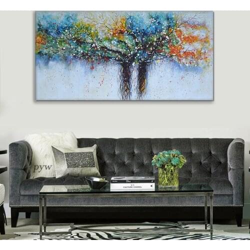 Modern Abstract Colorful Trees Paintings 100% Handmade Oil Painting On Canvas Wall Art Decor Pictures For Living Room Decoration