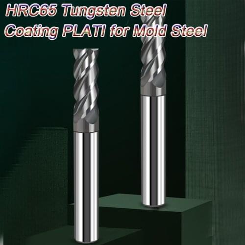 HRC65 Carbide Square End Mill Tungsten Steel Flat End Milling Cutter Mill Bits 4 Flute Straight Shank for Hardened Mold Steels