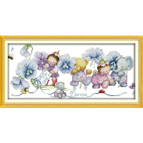 Everlasting Love Happy Elves Chinese Cross Stitch Kits Ecological Cotton Stamped 14CT 11CT DIY Gift Wedding Decoration For Home
