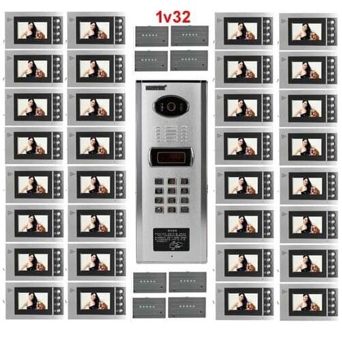 Top quality Building Home security Video Intercom System for 32-apartments 4.3" LCD Video Door Phone IR Video Doorbell in stock
