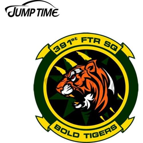 Jump Time 13 x 13cm For 391st Fighter Squadron Bold Tigers Military Decal Motorcycle VAN Car Stickers Occlusion Scratch Laptop