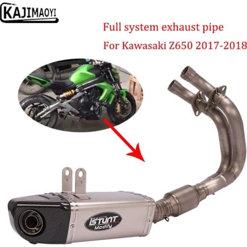 Full Motorcycle YOSHIMURA Titanium Alloy Exhaust System Escape Front Link Pipe Muffler DB Killer For Kawasaki ER6F Z650 17 - 19