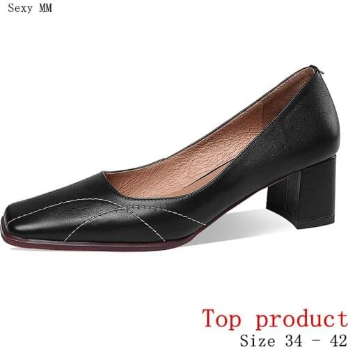Women Med Heels Oxfords Pumps Med Heel Shoes Woman Party Shoes Kitten Heels Genuine Leather Small Plus Size 34 -40 41 42