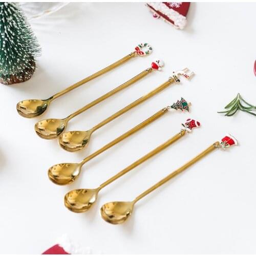 2021 Metal Merry Christmas Spoons Xmas Party Tableware Ornaments Christma Decorations for Home Table Navidad Noel Gift SN295