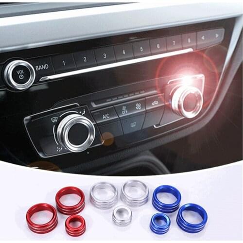 3pcs Aluminum Alloy Car Audio Volume Control Button Circle Decoration Ring Cover Auto Air Condition Knob for BMW 1 Series 2017