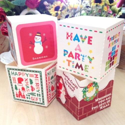 4Pcs Christmas Paper Cake Box Baking Muffin Paper Box Case Cake Mold Square Package Box Xmas Gifts Wedding Birthday Party Supply
