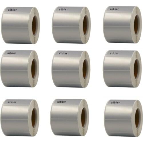 9Roll/lot AIBIER Waterproof Blank Sticker paper 60*30mm*1000pcs/1roll Thermal transfer PET barcode Labels adhesive sticker