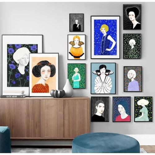 Abstract Girl Flower Butterfly Colorful Wall Art Canvas Painting Nordic Posters And Prints Wall Pictures For Living Room Decor