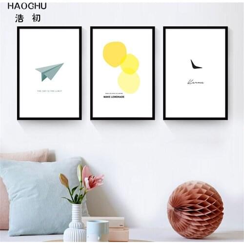 HAOCHU Abstract Black and White Letters Diamond Heart Dog Math Graphic Circular Cube Canvas Wall Paintings Home School Bar Decor