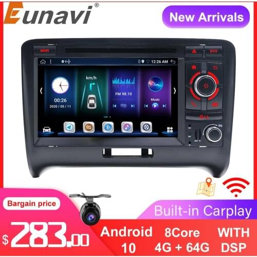 Eunavi 2 Din Android 9.0 Car Radio Audio For Audi TT 2006-2012 Multimedia Video Player 7 inch with Canbus Bluetooth 2 Din DVD