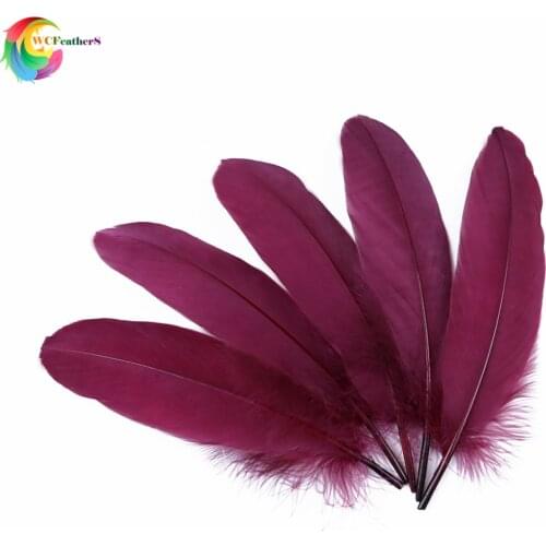 Burgundy Red Dyed Nature Goose Feathers 13-18CM for DIY Handwork Accessories Wedding Home Party Decoration Plume