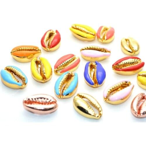 Many Colors Oil-spot Slaze On Natural Original Shell Beads Gold Plating Yellow Red Blue Fashion DIY Jewelry Making Findings
